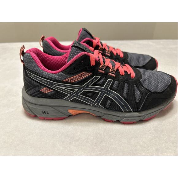 Asics Women's Running Shoes Size 8 Wide Gray Pink Gel Venture 7 1012A477 Comfort - Picture 1 of 9